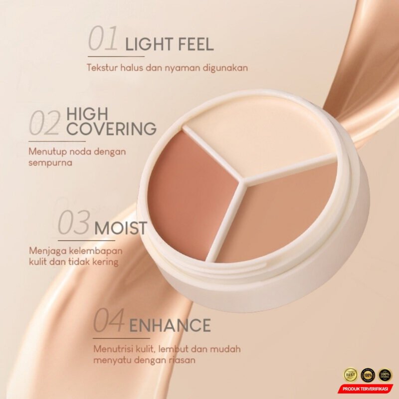 Three Color Concealer Krim Padat 3 Warna Color Corrector Cream - Image 4