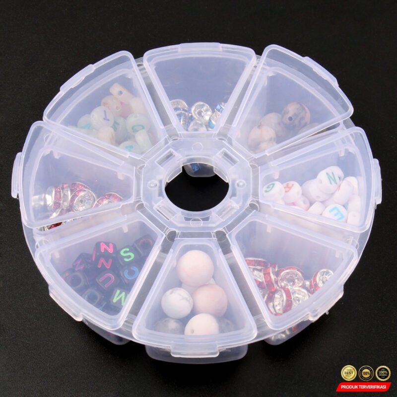 Kotak Perhiasan Aksesoris Round Plastic Jewelry Box 8 Slot - [MRH2] - Image 3