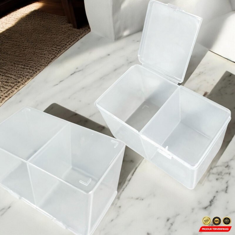 Tempat Kapas Multifungsi Dual Compartment Make Up Storage - Image 3