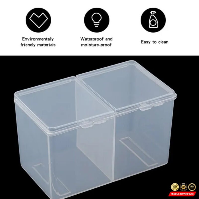 Tempat Kapas Multifungsi Dual Compartment Make Up Storage - Image 5