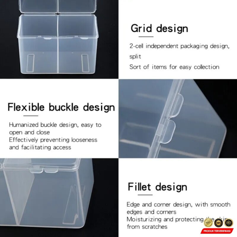 Tempat Kapas Multifungsi Dual Compartment Make Up Storage - Image 6