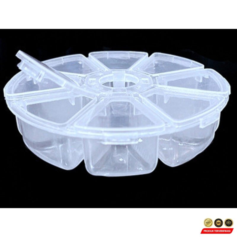 Kotak Perhiasan Aksesoris Round Plastic Jewelry Box 8 Slot - [MRH2] - Image 8