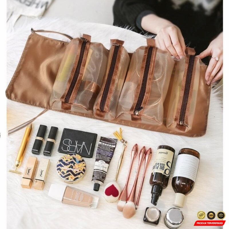 Tas Make Up 4in1 Roll Portable Organizer Make Up Pouch - Gambar 9