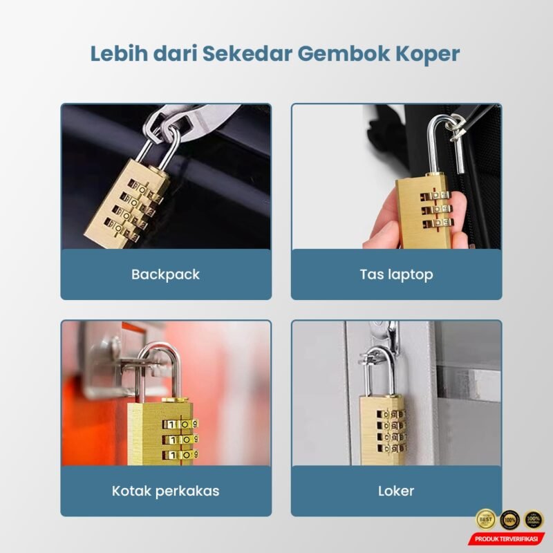 KAK Gembok Koper Padlock 4 Digit Combination Solid Brass - [MRH2] - Image 6