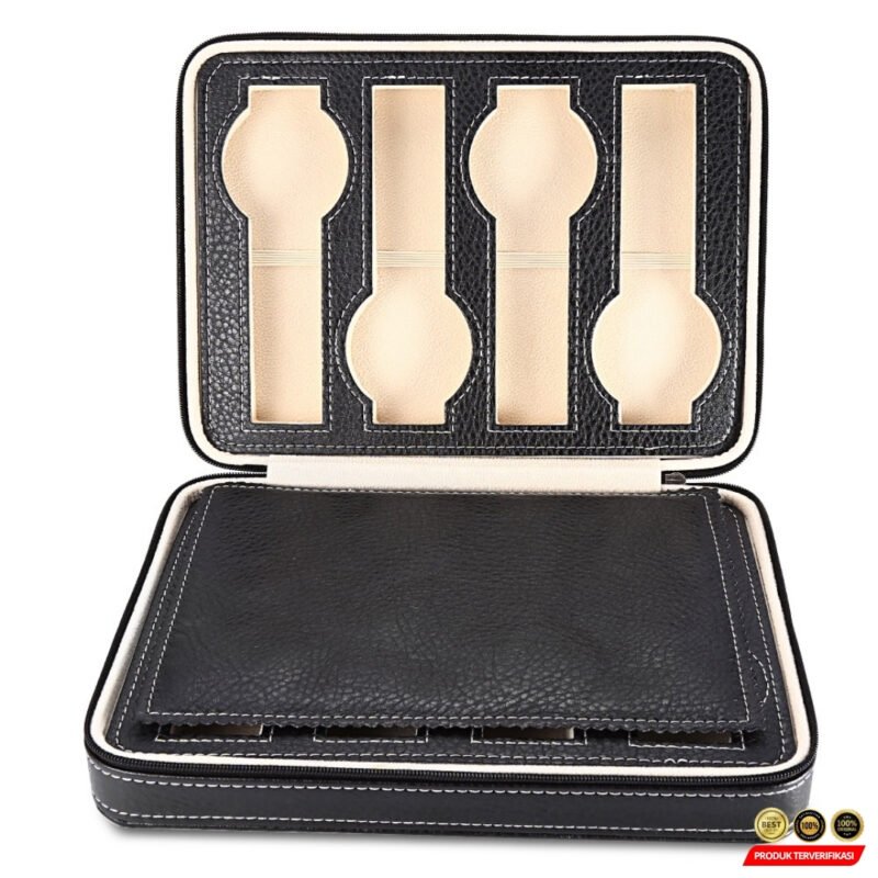 Kotak Jam Tangan Travel Watch Case Display Box Bahan Kulit 8 Grid - [MRH2] - Image 3