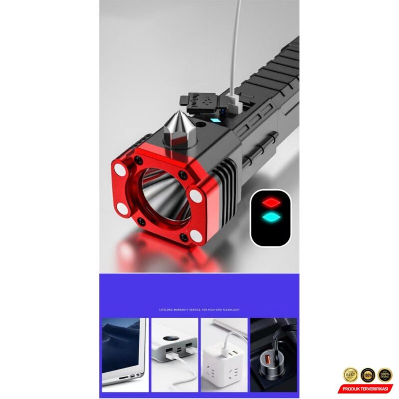 Senter LED Pemecah Kaca Palu Hammer Emergency Light P100 - Image 3