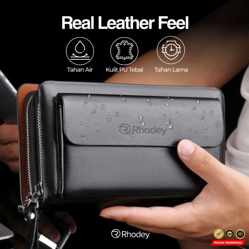 Rhodey Dompet Tas Clutch Wanita Bahan PU Leather Minimalis Elegan [MRH2] - Image 3