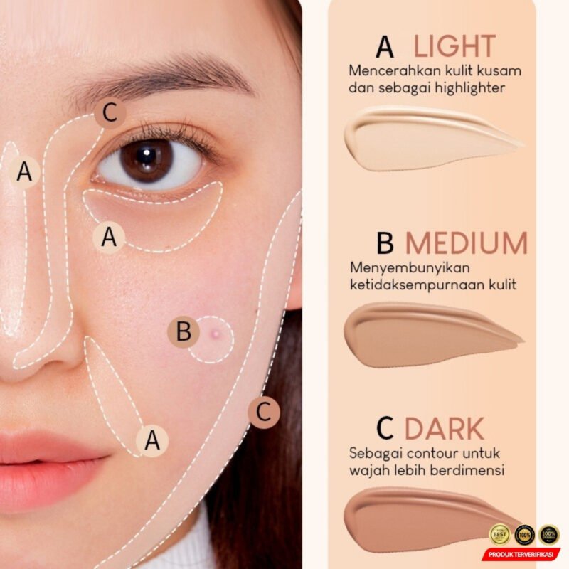 Three Color Concealer Krim Padat 3 Warna Color Corrector Cream - Image 7