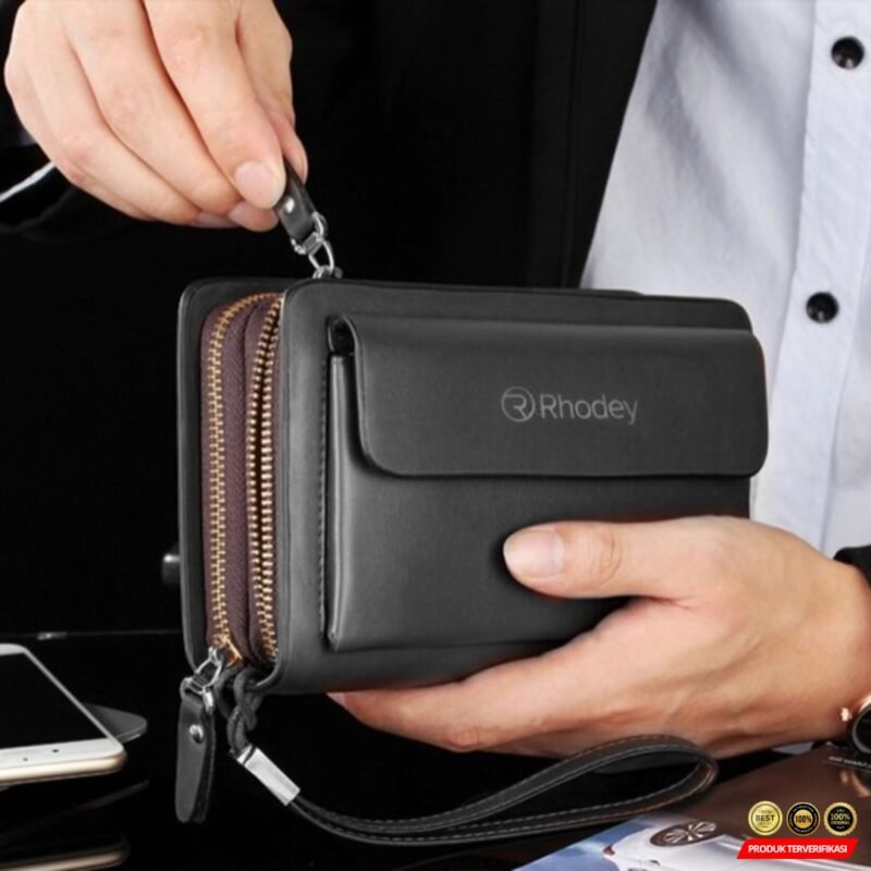 Rhodey Dompet Tas Clutch Wanita Bahan PU Leather Minimalis Elegan [MRH2] - Image 7