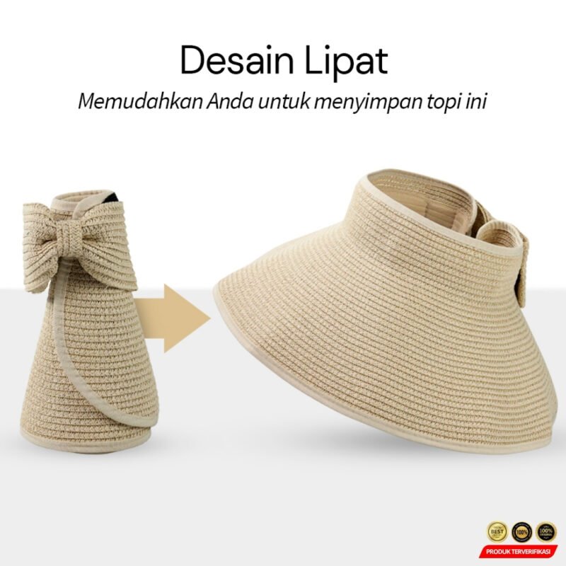 LaMaxPa Topi Pantai Wanita Panama Foldable Summer Beach Straw Hat 60cm [MRH2] - Image 2