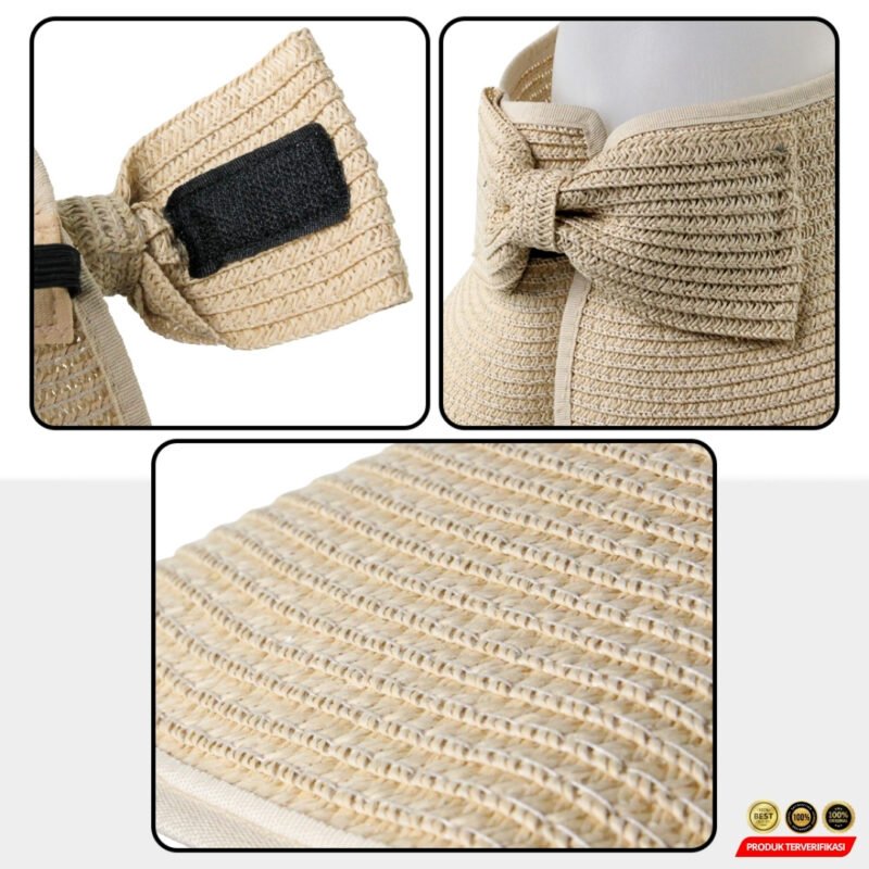 LaMaxPa Topi Pantai Wanita Panama Foldable Summer Beach Straw Hat 60cm [MRH2] - Image 3