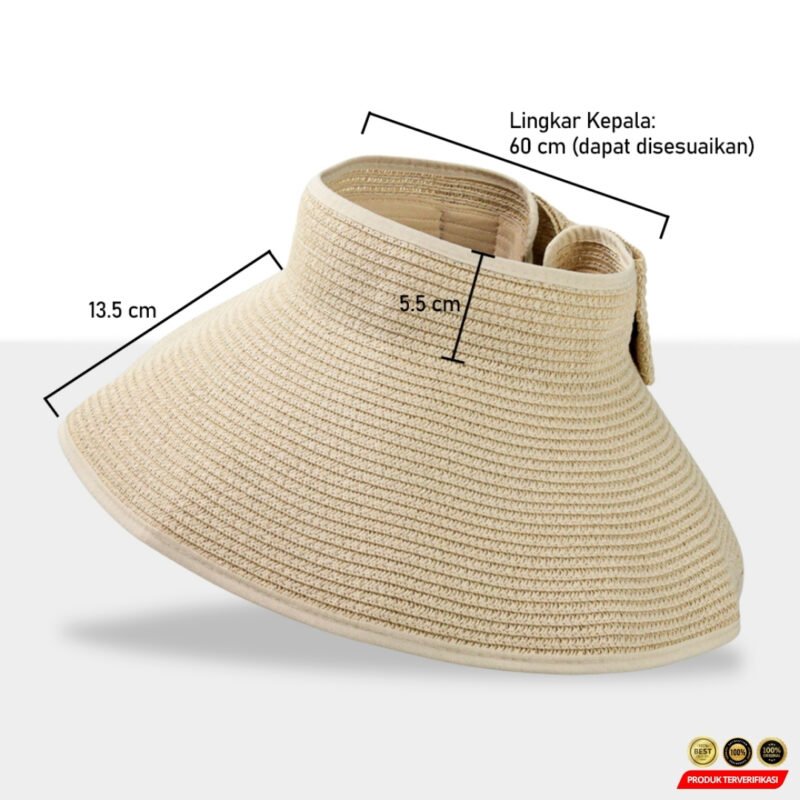 LaMaxPa Topi Pantai Wanita Panama Foldable Summer Beach Straw Hat 60cm [MRH2] - Image 6