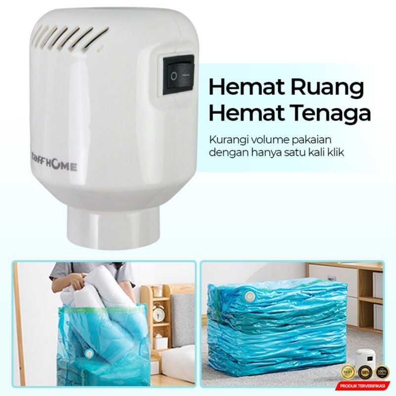 TaffHOME Pompa Vakum Baju Elektrik Vacuum Bag Pump EU 4-5 kPa 55W - White [MRH2] - Image 3