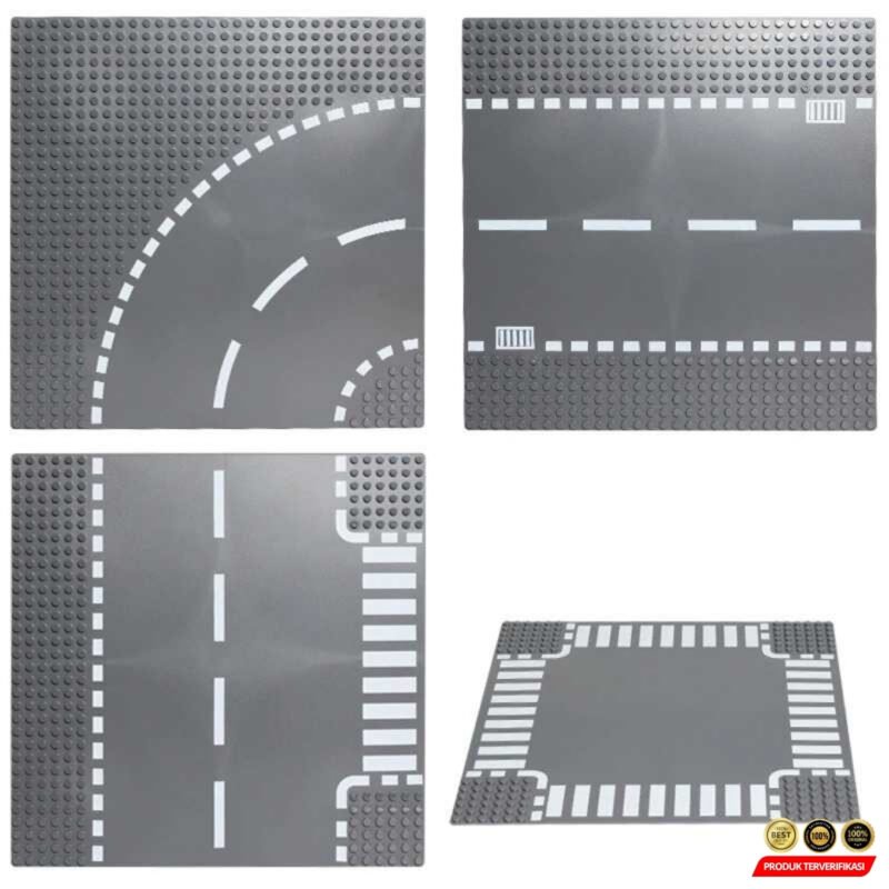 Base Plate Jalan Raya LEGO Building Blocks Road 25.6x25.6cm T Road - Image 7