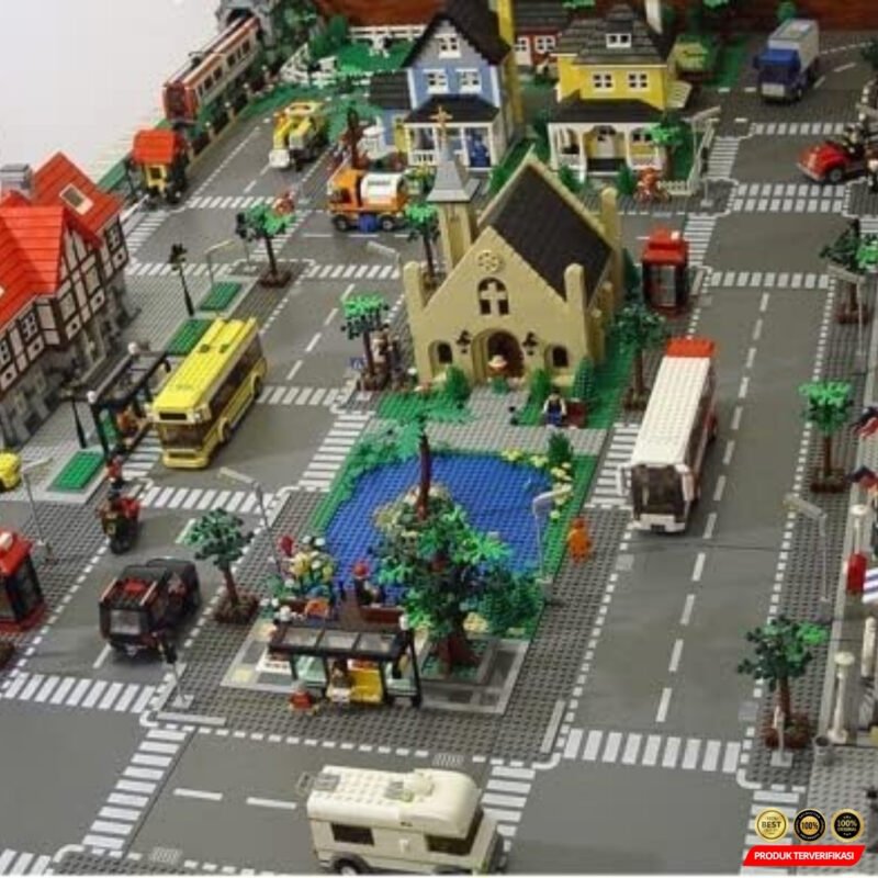 Base Plate Jalan Raya LEGO Building Blocks Road 25.6x25.6cm T Road - Image 6