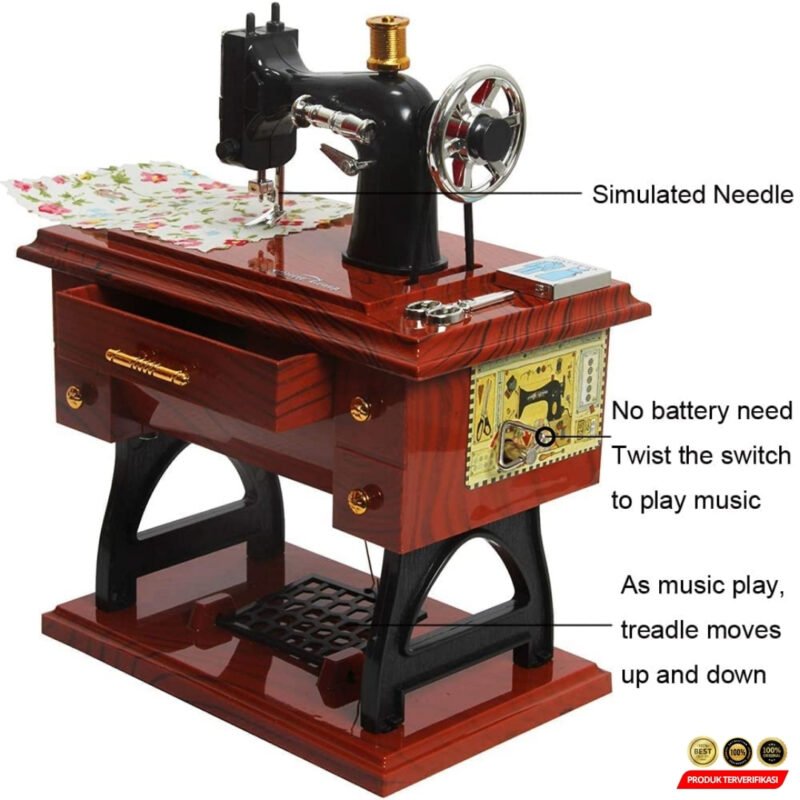 Musical Box Kotak Musik Bentuk Miniatur Mesin Jahit - Image 3