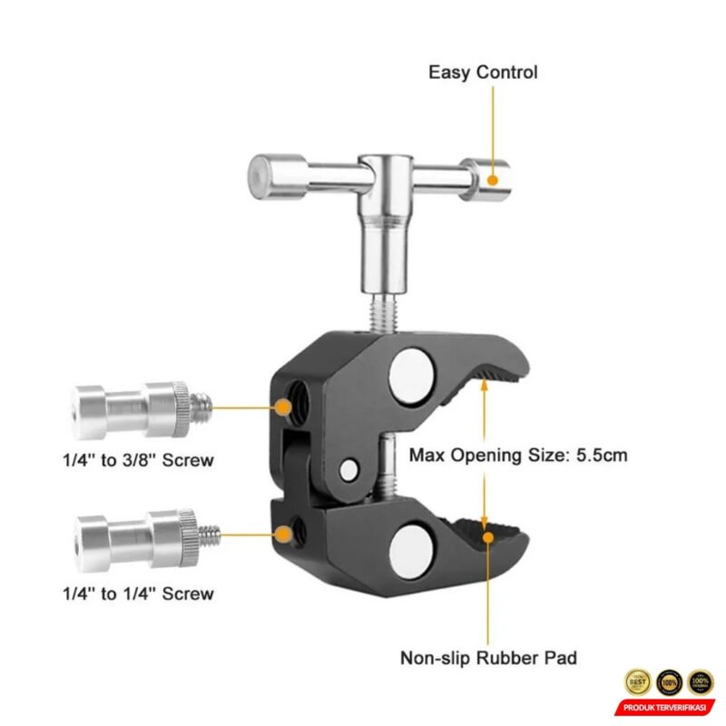 Magic Super Bar Clamp Clip Aksesoris Kamera DSLR 1/4 3/8 Inch - Image 5