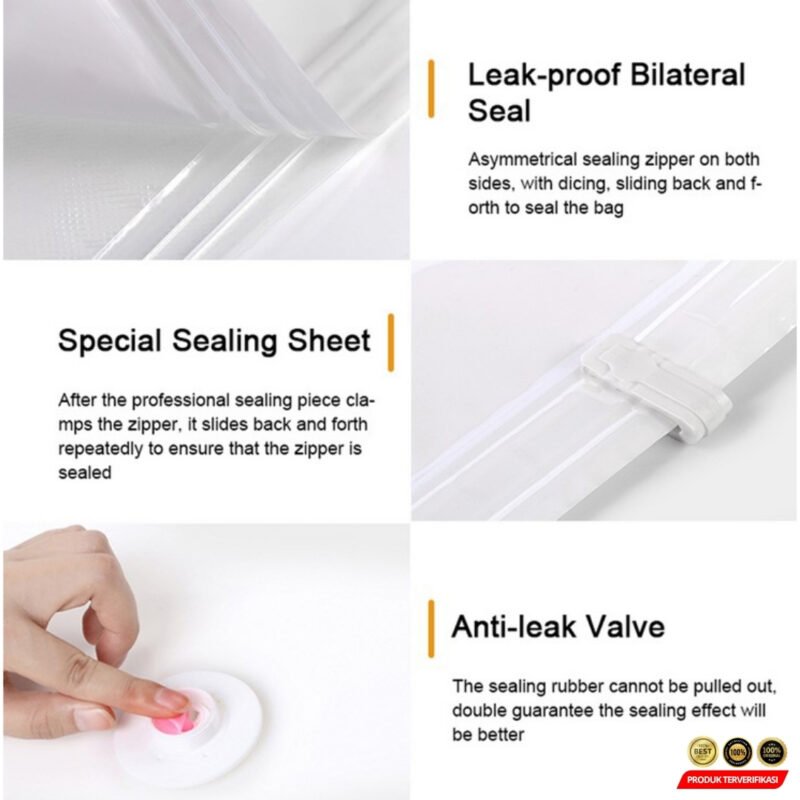 TaffPACK Kantong Plastik Vakum Pakaian Multisize 10 PCS Hand Pump - White [MRH2] - Image 3