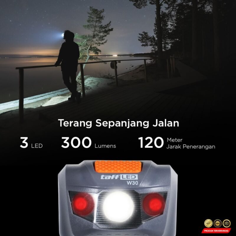 Senter Kepala Headlamp LED Flashlight White and Red Waterproof - Gambar 3