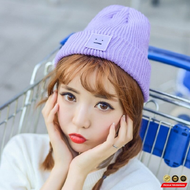 URGENTMAN Topi Kupluk Rajut Pria Wanita Smiley Face Beanie Hat Winter [MRH2] - Image 6