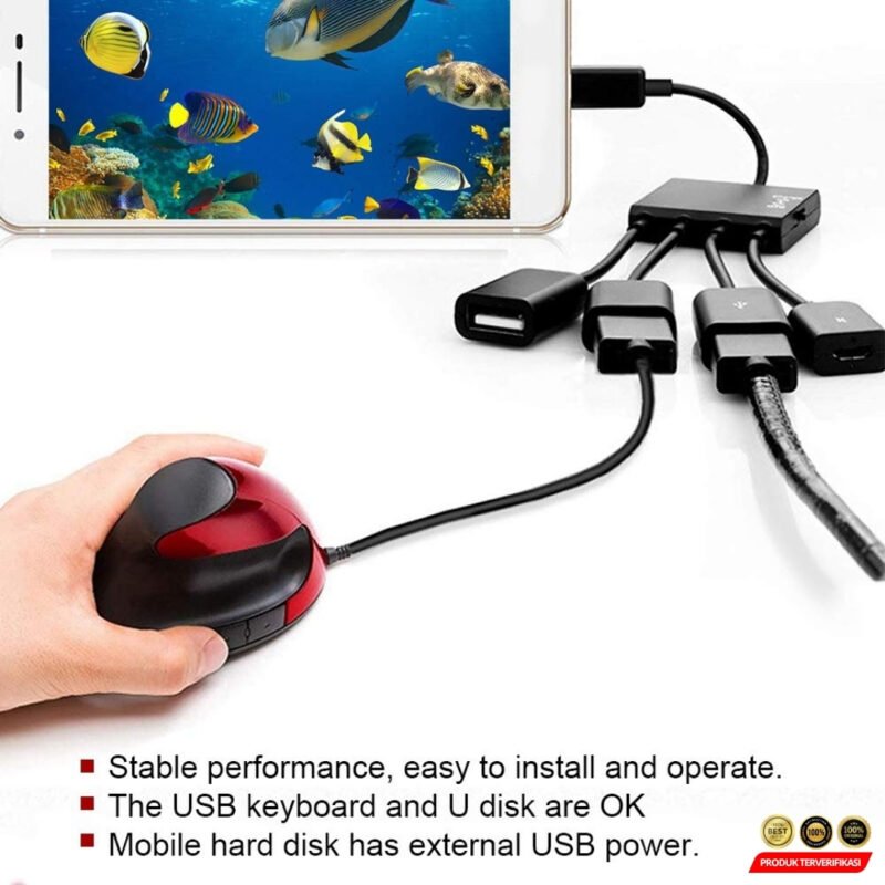 Micro USB OTG Hub 4in1 Data Cable & Charge 3 Port - Gambar 6