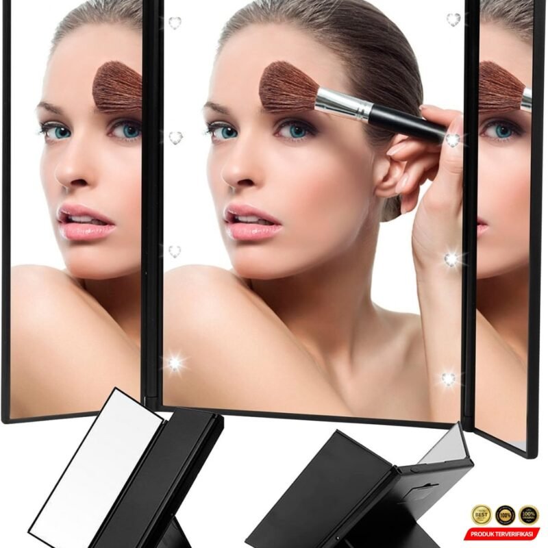 Blue ZOO Cermin Make Up Portable Foldable Mirror with LED Light - [MRH2] - Image 9