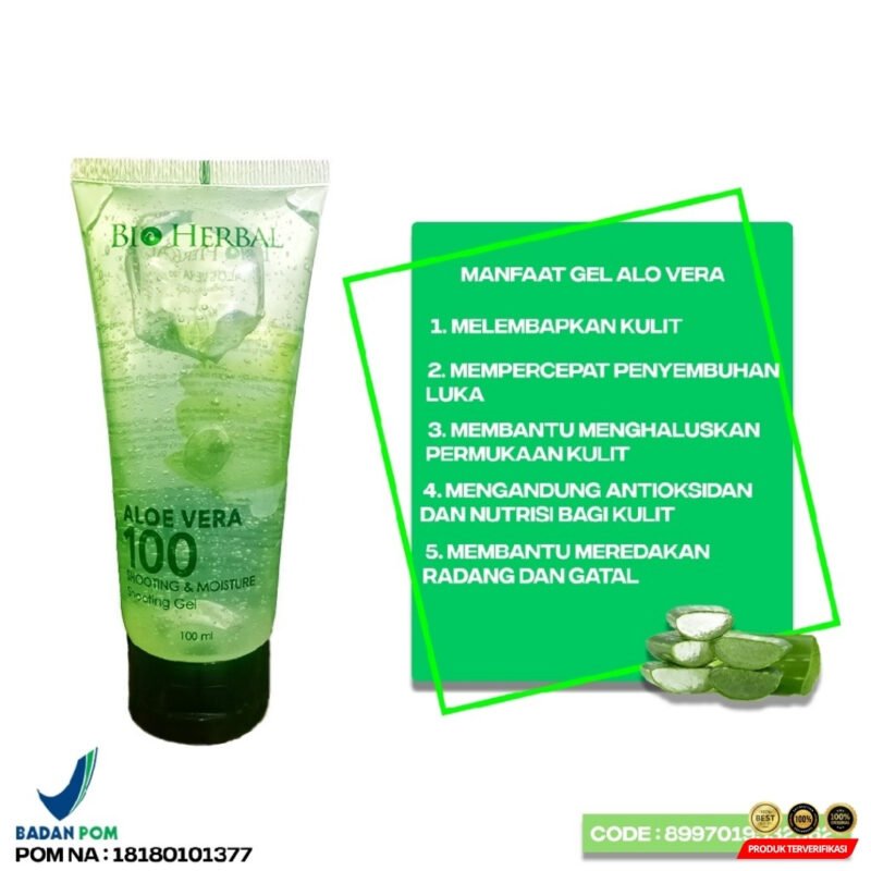 Bio Herbal Aloe Vera 100ML Aloevera Gel Tube Moisturaizer Lidah Buaya moisturaizer - Image 3