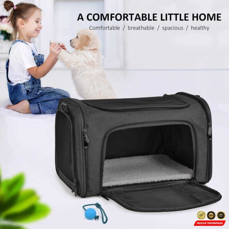 Tas Kucing Anjing Portable Breatheable Pet Carrier with Soft Mat - Image 9