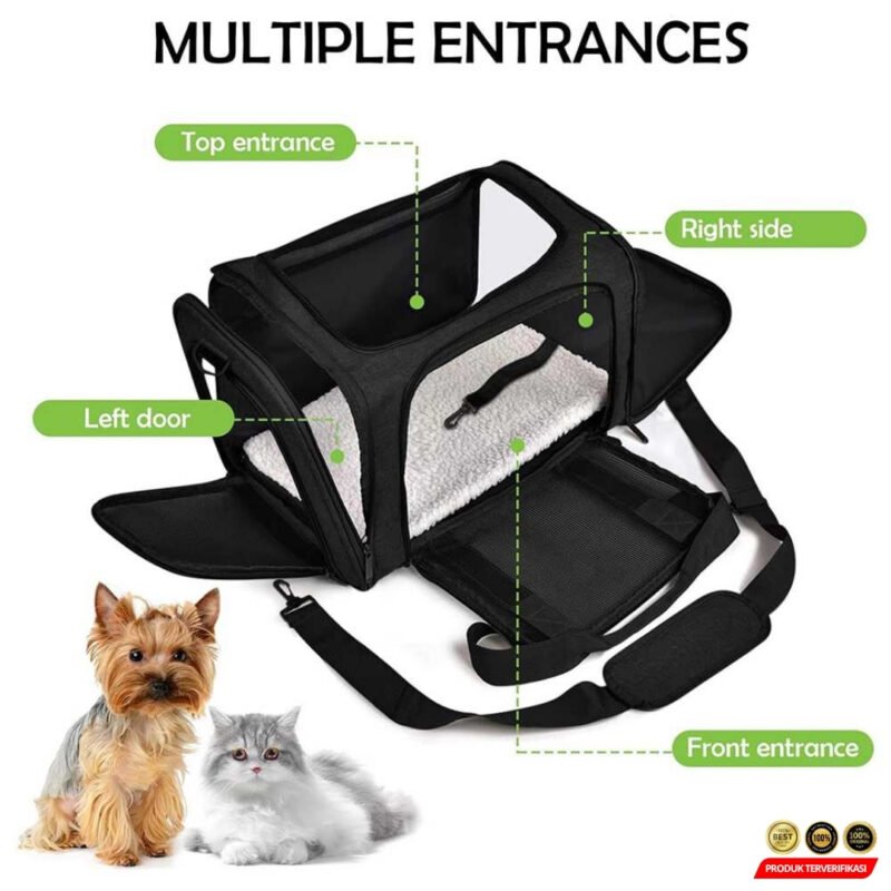 Tas Kucing Anjing Portable Breatheable Pet Carrier with Soft Mat - Image 7