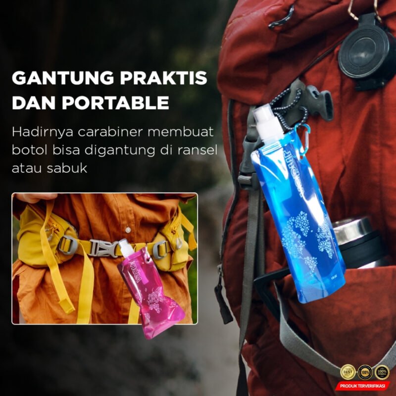 Botol Minum Lipat Camping Hiking Water Bottle BPA Free 500ml - Image 3