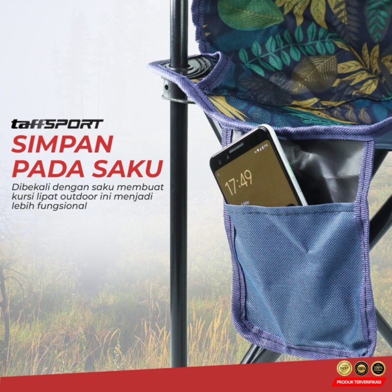 TaffSPORT Kursi Lipat Mancing Camping Foldable Chair with Pocket - [MRH2] - Image 5