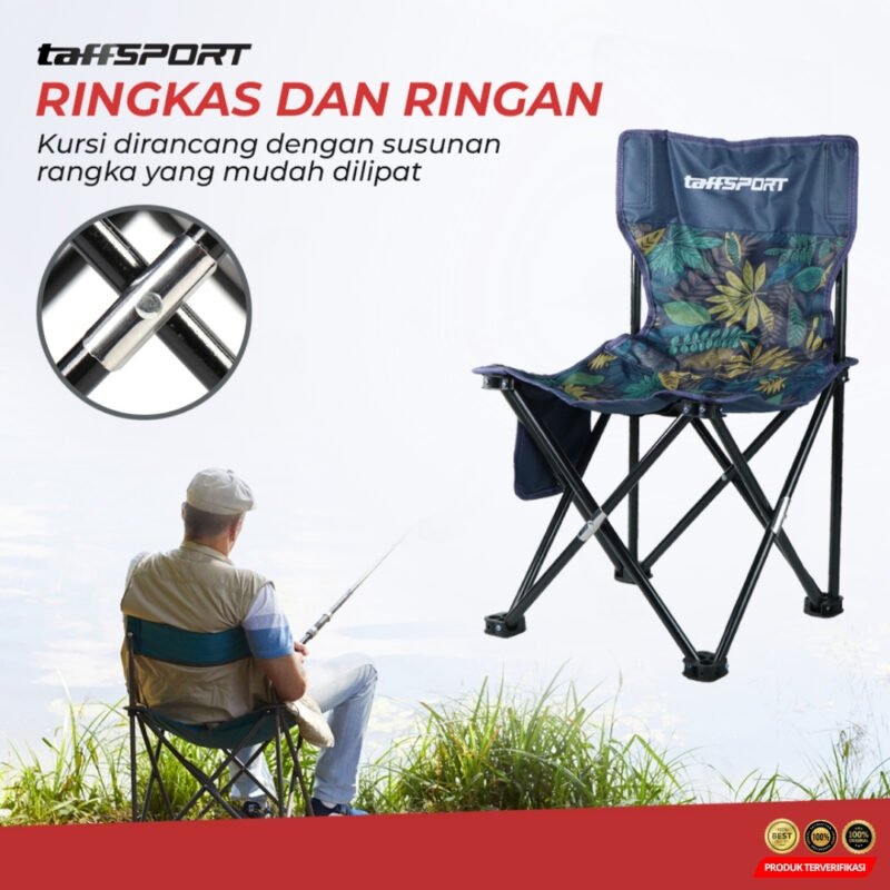TaffSPORT Kursi Lipat Mancing Camping Foldable Chair with Pocket - [MRH2] - Image 6