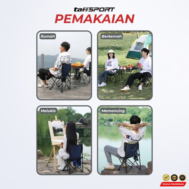 TaffSPORT Kursi Lipat Mancing Camping Foldable Chair with Pocket - [MRH2] - Image 7