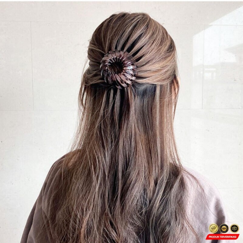 Meina Ikat Jepit Rambut Bun Hair Claw Horsetail Clip - Bronze  [MRH2] - Image 3