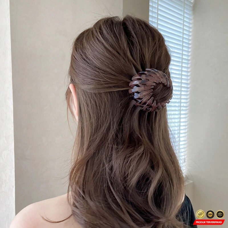 Meina Ikat Jepit Rambut Bun Hair Claw Horsetail Clip - Bronze  [MRH2] - Image 7