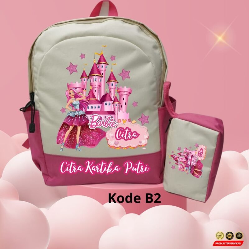 TAS BACKPACK SEKOLAH ANAK TK/SD SPECIAL SERIE BARBIE DAN GRATIS SABLON NAMA ( B1 - B5 )- [MRH1] - Image 3