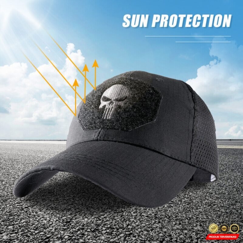 GUMAO Topi Trucker Jaring Unisex Mesh Hat Cap Skull Patch [MRH2] - Image 4