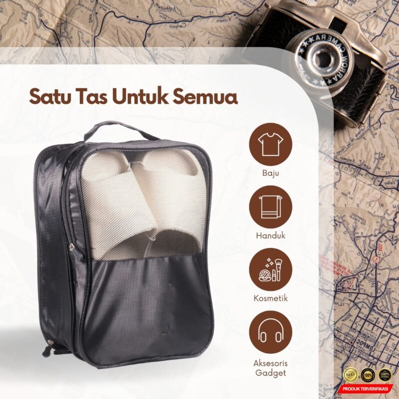 Rhodey Tas Sepatu 3 Layer Travel Organizer Shoes Bag Nylon Mesh - Image 7