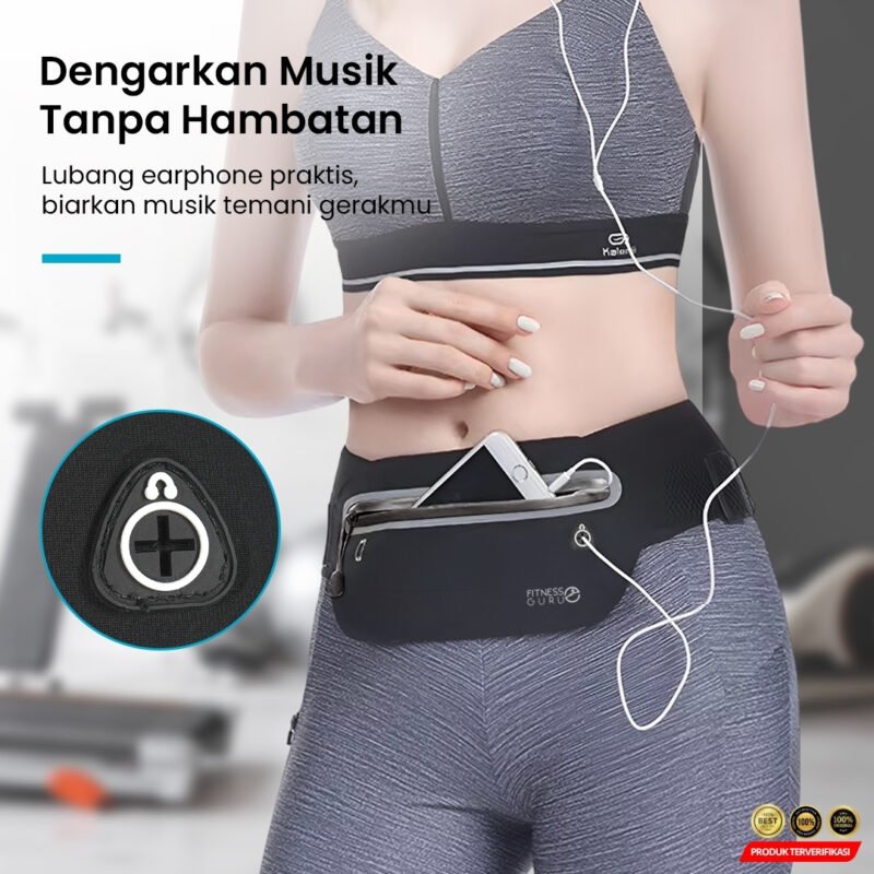 Tas Pinggang Olahraga Waterproof Premium Running Waist Bag Black - Image 5