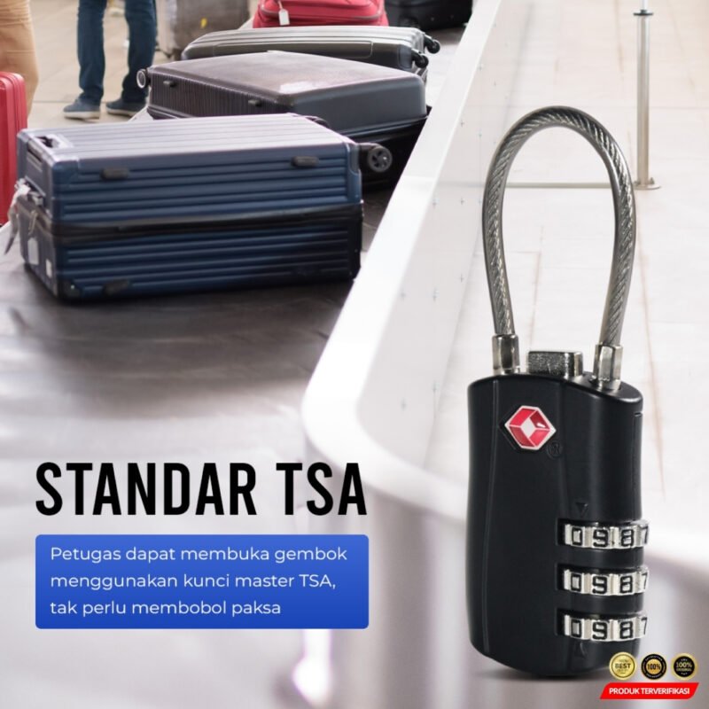 TRAVELSKY Gembok Koper TSA Suitcase Padlock Kode Angka 3 Digit - [MRH2] - Image 3