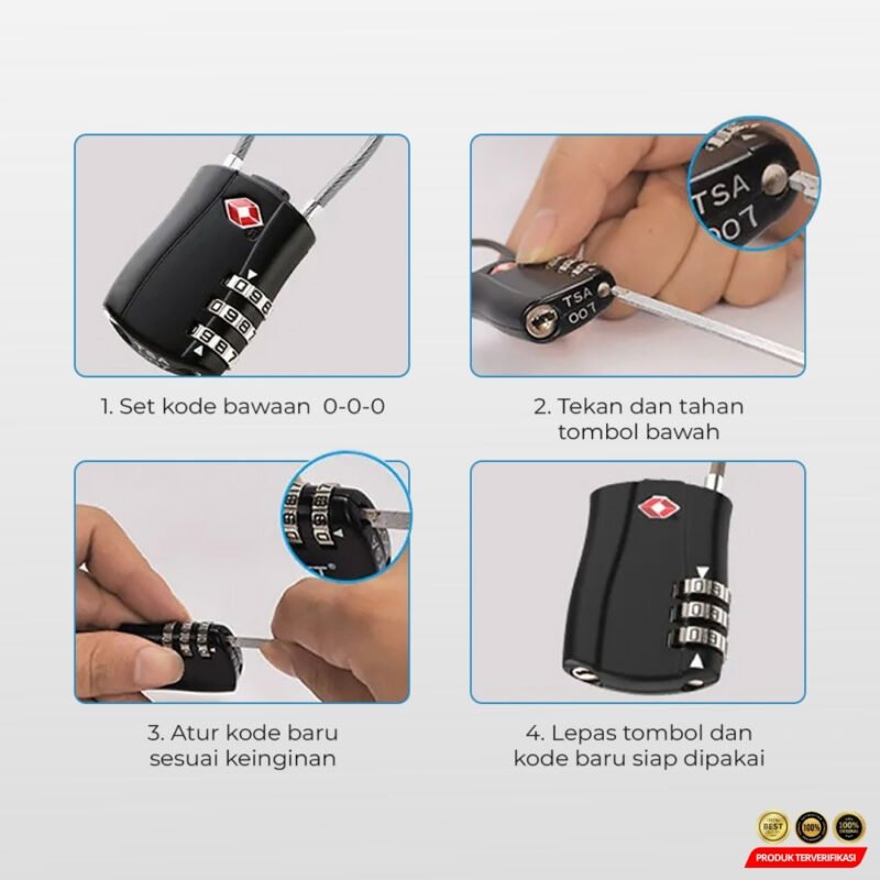 TRAVELSKY Gembok Koper TSA Suitcase Padlock Kode Angka 3 Digit - [MRH2] - Image 7