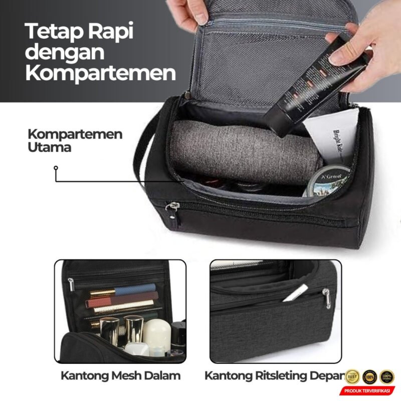 Tas Travel Toiletries Organizer Portable Oxford Waterproof - [MRH2] - Image 4