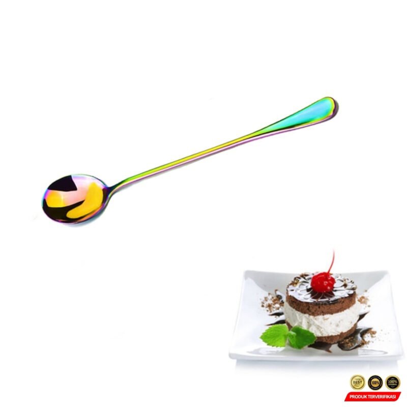 Asipartan Sendok Teh Dessert Rainbow Spoon Stainless Steel Bulat [MRH2] - Image 3