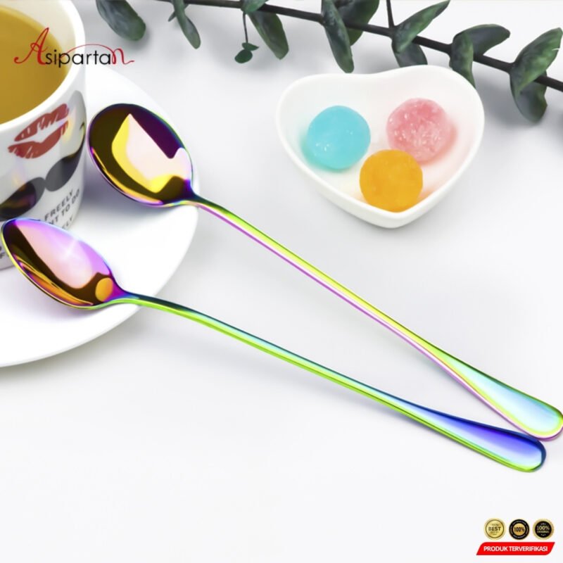 Asipartan Sendok Teh Dessert Rainbow Spoon Stainless Steel Bulat [MRH2] - Image 6
