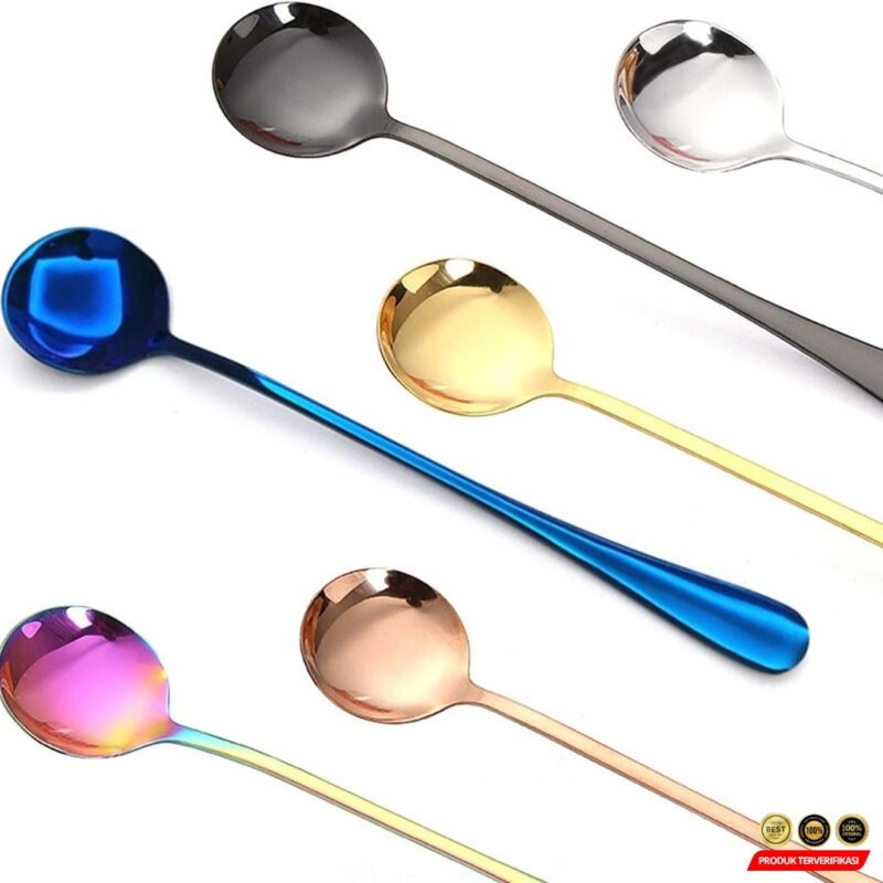 Asipartan Sendok Teh Dessert Rainbow Spoon Stainless Steel Bulat [MRH2] - Image 8