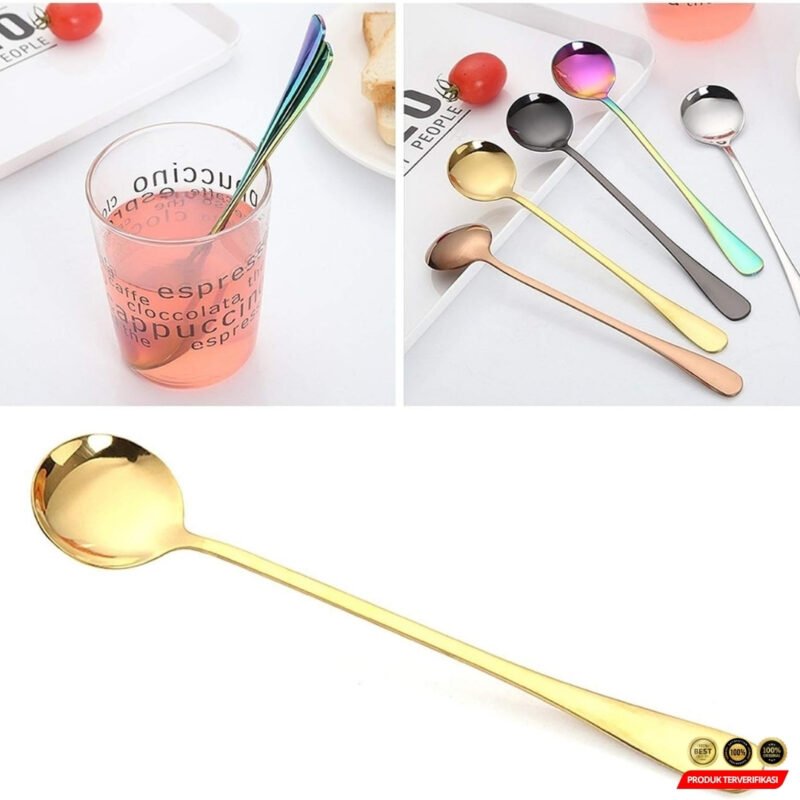 Asipartan Sendok Teh Dessert Rainbow Spoon Stainless Steel Bulat [MRH2] - Image 9