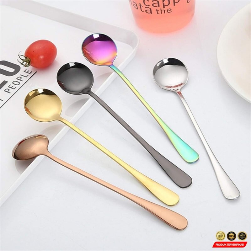 Asipartan Sendok Teh Dessert Rainbow Spoon Stainless Steel Bulat [MRH2] - Image 10