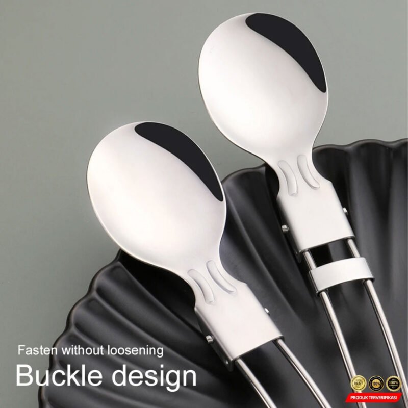 Set Alat Makan Sendok Garpu Pisau Lipat Portable Cutlery - Image 5