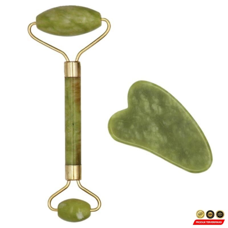 Face Massager Jade Roller Guasha 2in1 Alat Pijat Wajah - Image 5