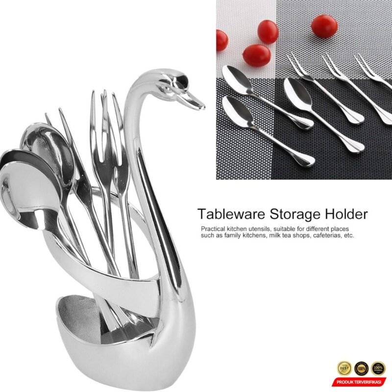 EWIN Set Alat Makan Sendok Garpu dengan Tempat Penyimpanan Angsa - Silver [MRH2] - Image 6